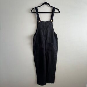MATE‎ the Label Black Linen Overalls Wide Leg Jumpsuit Size S Minimalist